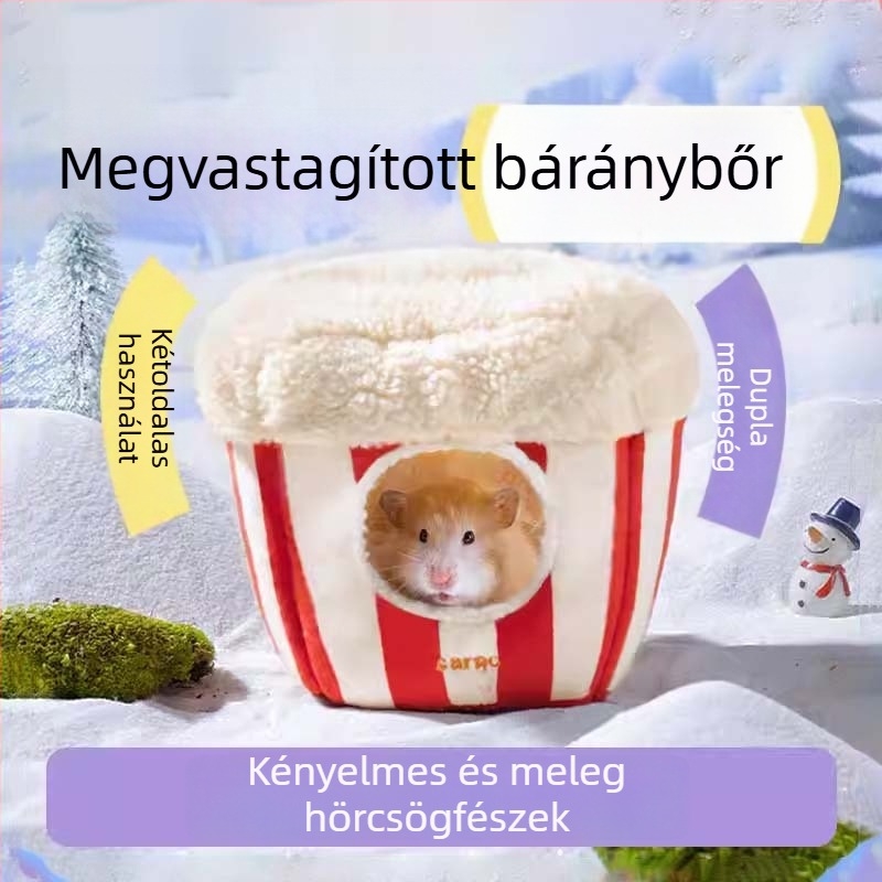 Téli pamutszövet fészek hörcsögök, tengerimalacok és csincsillák számára — meleg alvóház fleece béléssel
