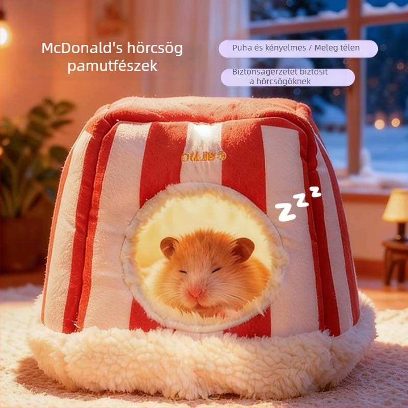 Téli pamutszövet fészek hörcsögök, tengerimalacok és csincsillák számára — meleg alvóház fleece béléssel