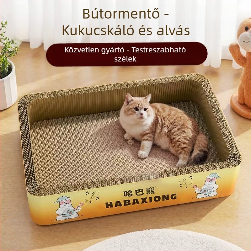 Macskakarcoló tábla lezárt aljzattal, minden évszakban használható; kopás- és karcolásálló; téglalap alakú hullámkarton macskafészek és játék, egyszerű dizájn, 1 db