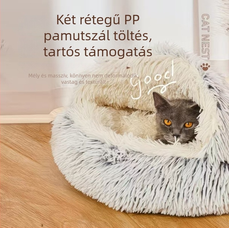 PP pamutból készült kutyafészek, kör alakú forma, kényelmes házikedvenceknek