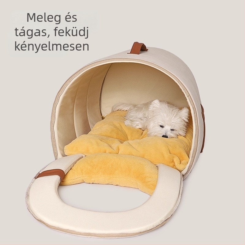 Meleg velúr ívelt macskafészek — beltéri használat, poliészter, megőrzi a meleget