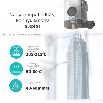 Three Green PLA 3D nyomtatáshoz való filament – 1 kg, denzitás 1.24 g/cm³, kompatibilis FDM nyomtatókkal
