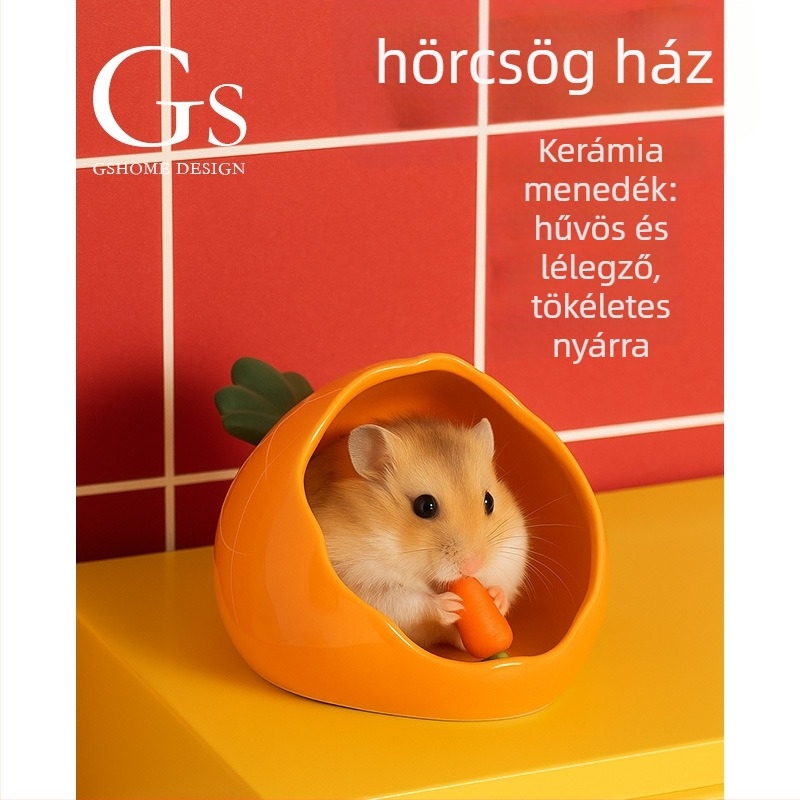 Hörcsögfészek – kerámia hűtő, légáteresztő odú sárgarépa alakú dizájnnal, nyári használatra