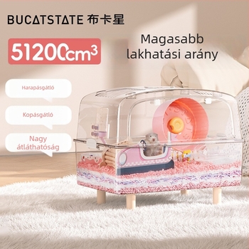 Bucat Star 50 átlátszó hörcsögketrec tájjellegű belsővel — kristály luxus villa mini hörcsögök és aranyhörcsögök számára