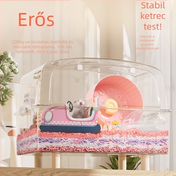 Bucat Star 50 átlátszó hörcsögketrec tájjellegű belsővel — kristály luxus villa mini hörcsögök és aranyhörcsögök számára