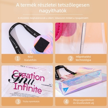 Színes átlátszó PVC táska logónyomtatással, divatos ajándék lézerhatással