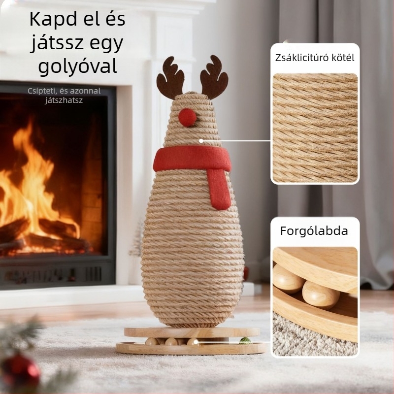 Macskakaró oszlop, függőleges fa kivitel, modell JQ1525-1, egyszerű stílus