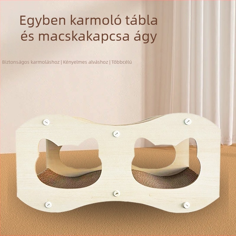 Macska kaparódeszka és odú egyben — tartós, karcolásálló, álló kivitel, macska alagút játék; Márka furry, Modell mhz-009, Anyag: hullámkarton, Csomagolás: 1