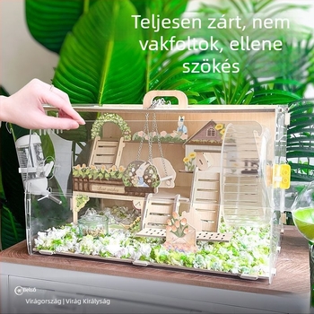 Fa hamsterketrec, japán stílusú, négyszögletes alak, vízálló és hordozható, beltéri használatra