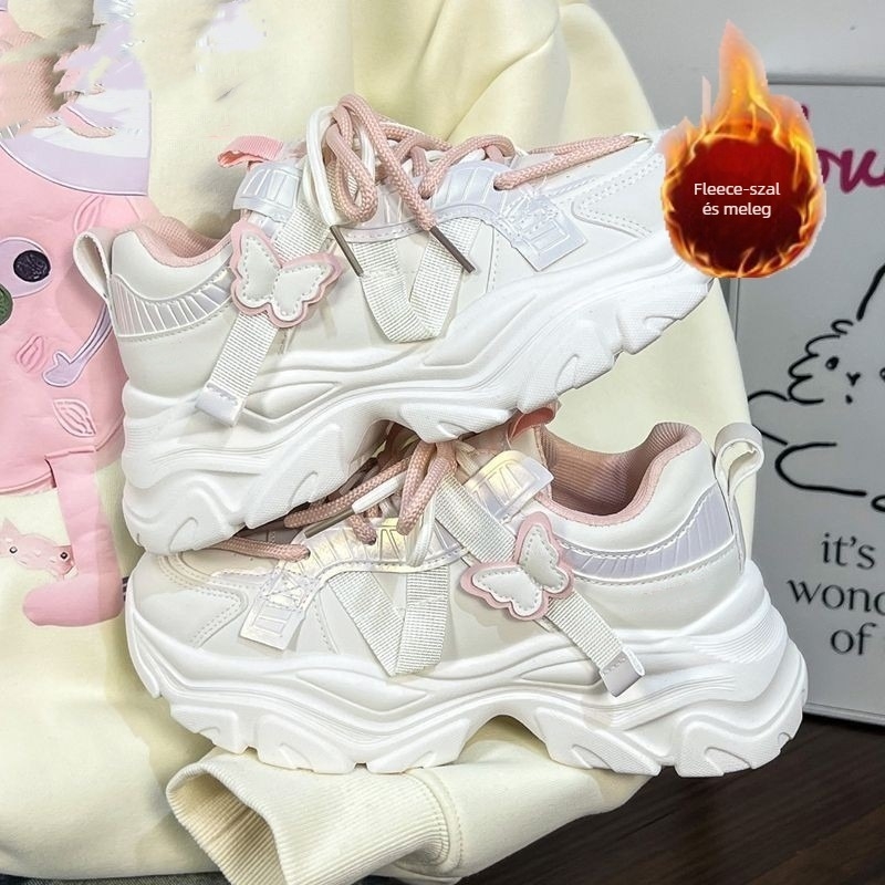 Női dad sneakers – könnyű, alacsony profilú, 3–5 cm sarokmagasság, felsőrész szintetikus bőr, fűző.