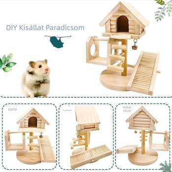 Hamster fa játékkészlet sajt alakú alagúttal és DIY menedékházzal