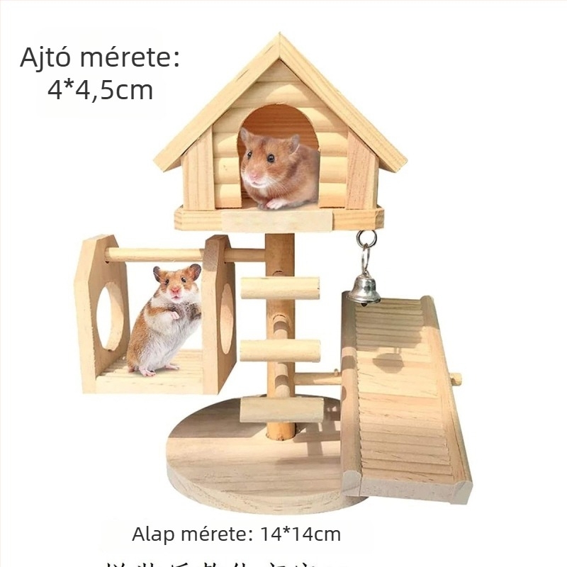 Hamster fa játékkészlet sajt alakú alagúttal és DIY menedékházzal