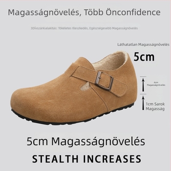 Női Birkenstock-stílusú casual cipő, felsőrész: valódi bőr, belső: disznó bőr, csattal záródó, 3–5 cm-es sarok, gumitalp
