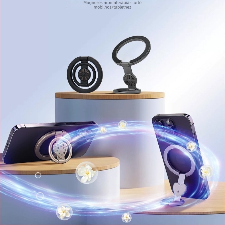 Új MagSafe gyűrűs telefon-tartó, mágneses, 360° forgás, aromaterápia az ujjhegyen, összecsukható kialakítás