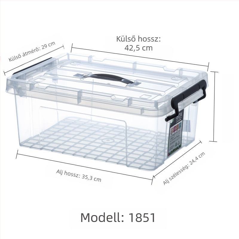 Fedéllel ellátott tároló doboz - műanyag, modell 1851, kapacitás 300 ml alatt, kézben vihető