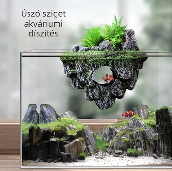 Akvarisztikai tájkép dekoráció lebegő szigettel, PVC műanyagból, stílus 026, 45 darabos csomag.