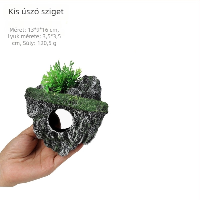 Akvarisztikai tájkép dekoráció lebegő szigettel, PVC műanyagból, stílus 026, 45 darabos csomag.