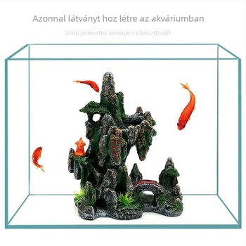 Gyanta akváriumi táj dekoráció, szikla alakú stílusban, javítja a környezeti ökológiát, súly 360 g, 37 darabos dobozban.