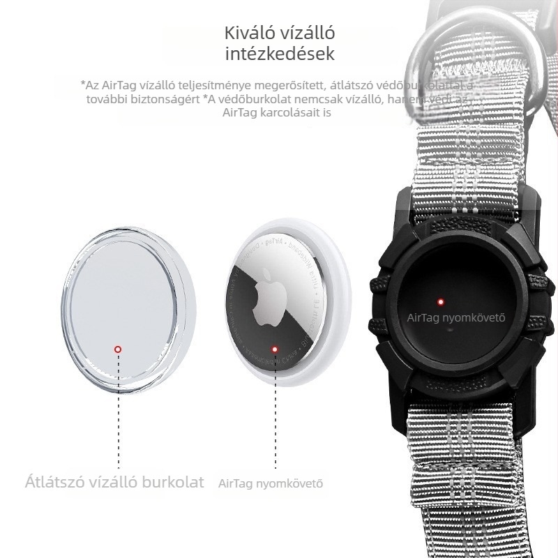 Apple AirTag kutya nyakörv helymeghatározó tok – Nylon, egyszínű minta, egész évben használható, hétköznapi stílus