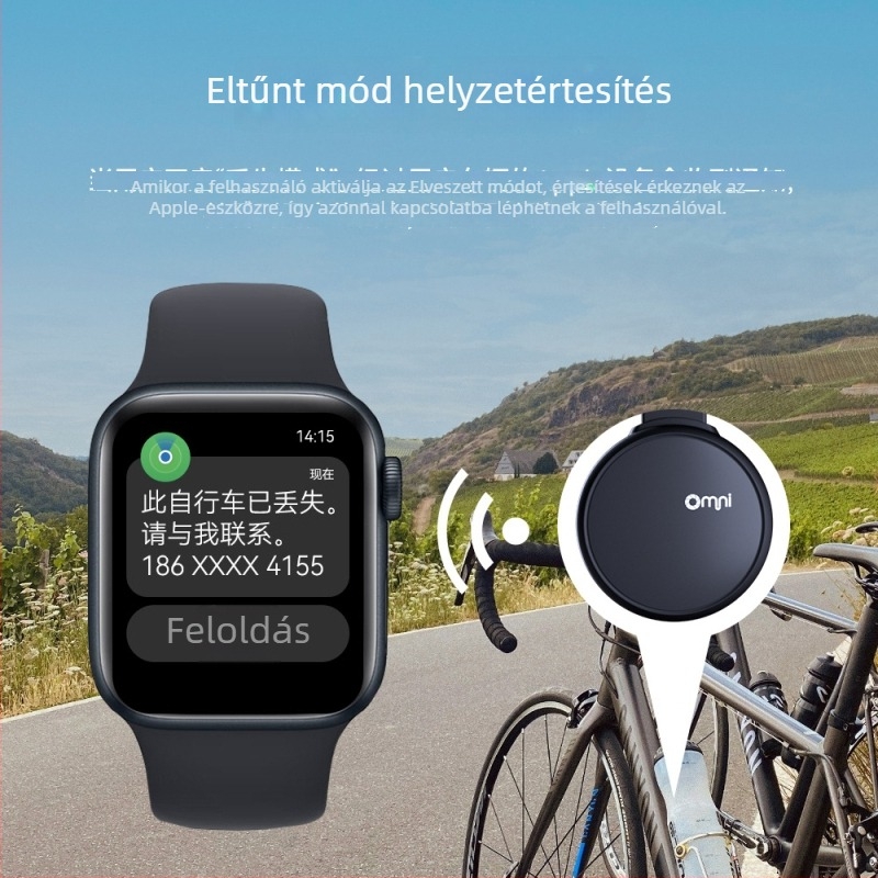 Bluetooth nyomkövető kerékpárokhoz és tárgyakhoz — OPD03, 10 m hatótávolság, iOS-kompatibilis, CR2016 (3V) bateriával, tömeg 7 g