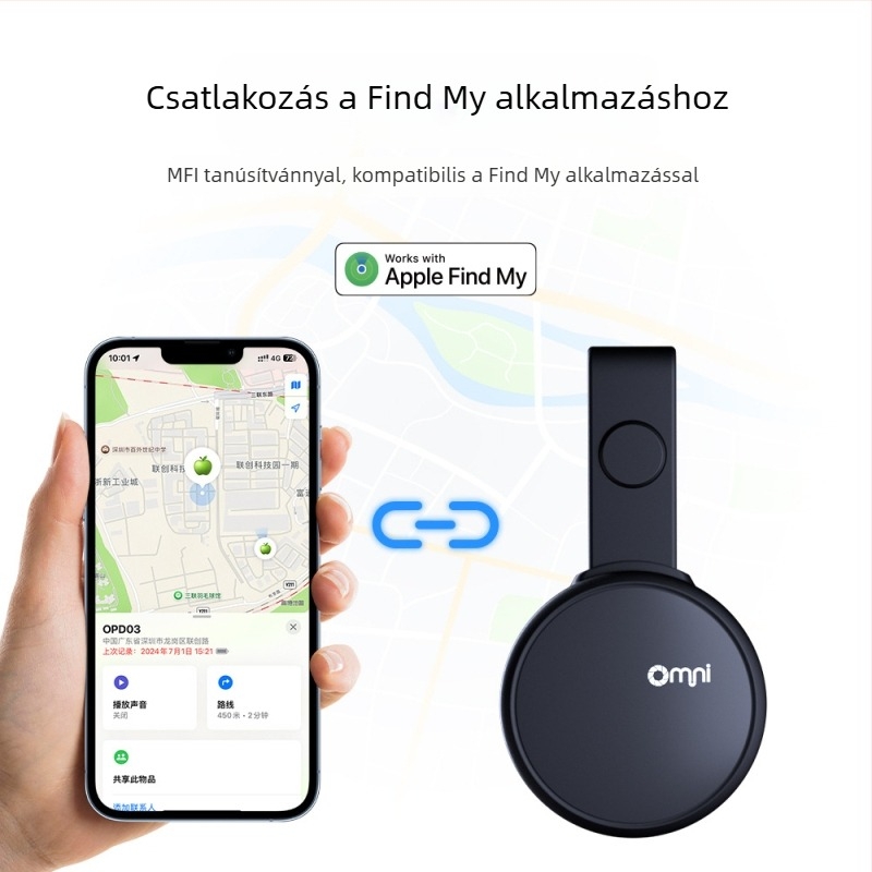 Bluetooth nyomkövető kerékpárokhoz és tárgyakhoz — OPD03, 10 m hatótávolság, iOS-kompatibilis, CR2016 (3V) bateriával, tömeg 7 g
