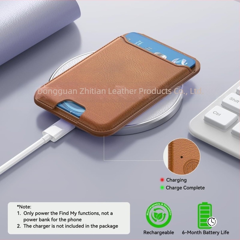 Find My kártyatartó mágneses állvánnyal iOS-hoz (PU anyag, 130 mAh akkumulátor, Find My interfész, mágneses rögzítés)