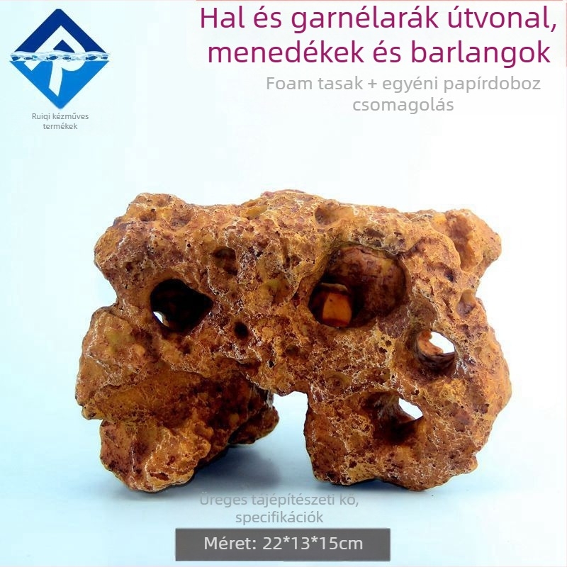 Műgyanta akváriumi rockery dekoráció barlangos rejtekhellyel, tájépítéshez, 2019 stílus