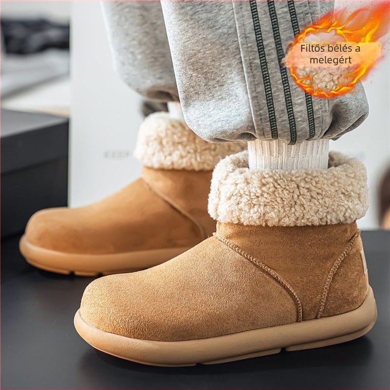 Férfiaknak szóló magas szárú hócipő, fleece béléssel, csúszásmentes, vastag talp, PVC talp, Minsisuyoshi