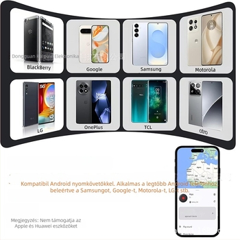 Caple AD002 Anti-eltűnés nyomkövető Android és iOS-hez, helymeghatározással, 9,1 g tömegű, ABS ház