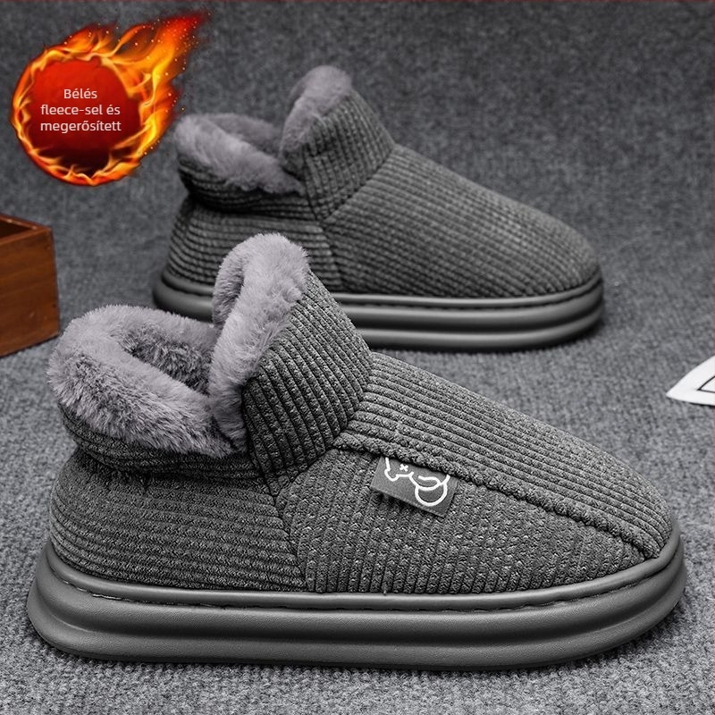 Férfi téli hócsizmák fleece béléses, felső része pamutból, injektált talp, sarok 3-5 cm, koreai stílus