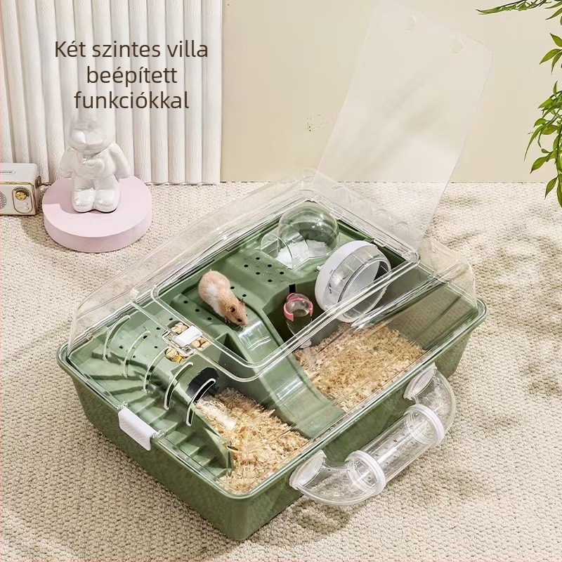 Hörcsög ketrec – Hamster Villa, hordozható PP műanyag, téglalap alakú, beltéri és kültéri használatra