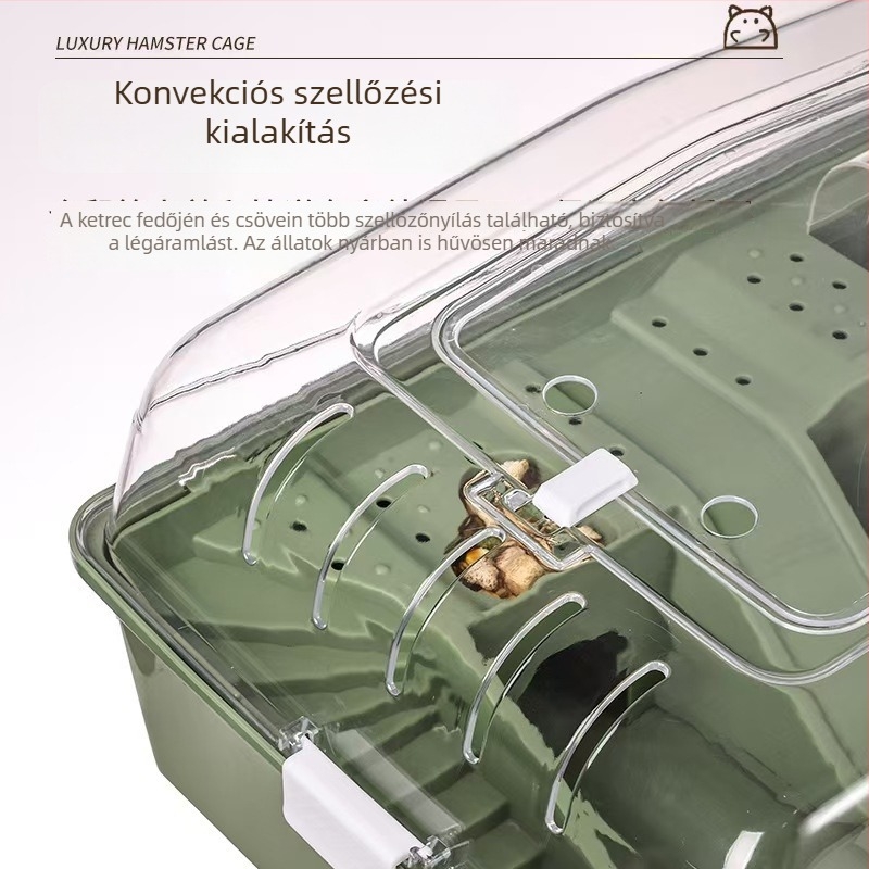 Hörcsög ketrec – Hamster Villa, hordozható PP műanyag, téglalap alakú, beltéri és kültéri használatra