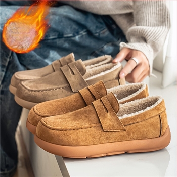 Férfi slip-on téli bakancs meleg béléssel, felső része szintetikus bőrből, gumírozott csúszásmentes talppal