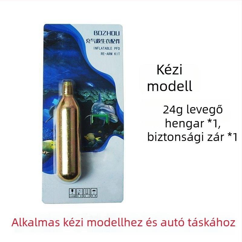 CO2- patron a felfújhető életmentő mellényhez, 33 g / 24 g, vízérzékeny tabletta, mellényhez tartozó eszköz