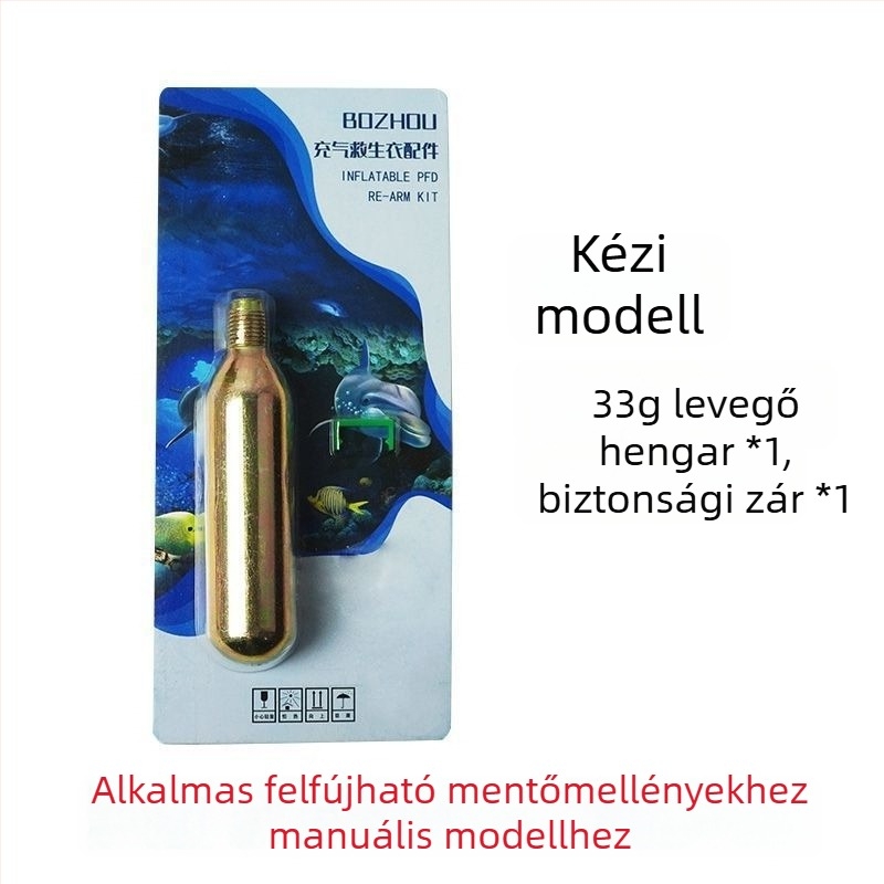 CO2- patron a felfújhető életmentő mellényhez, 33 g / 24 g, vízérzékeny tabletta, mellényhez tartozó eszköz