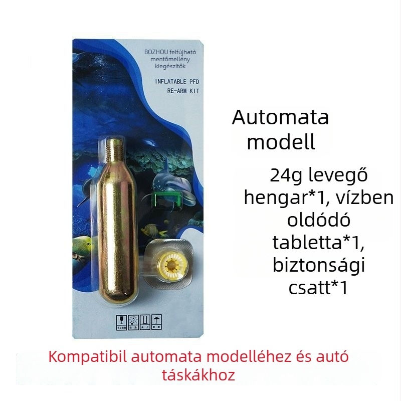 CO2- patron a felfújhető életmentő mellényhez, 33 g / 24 g, vízérzékeny tabletta, mellényhez tartozó eszköz