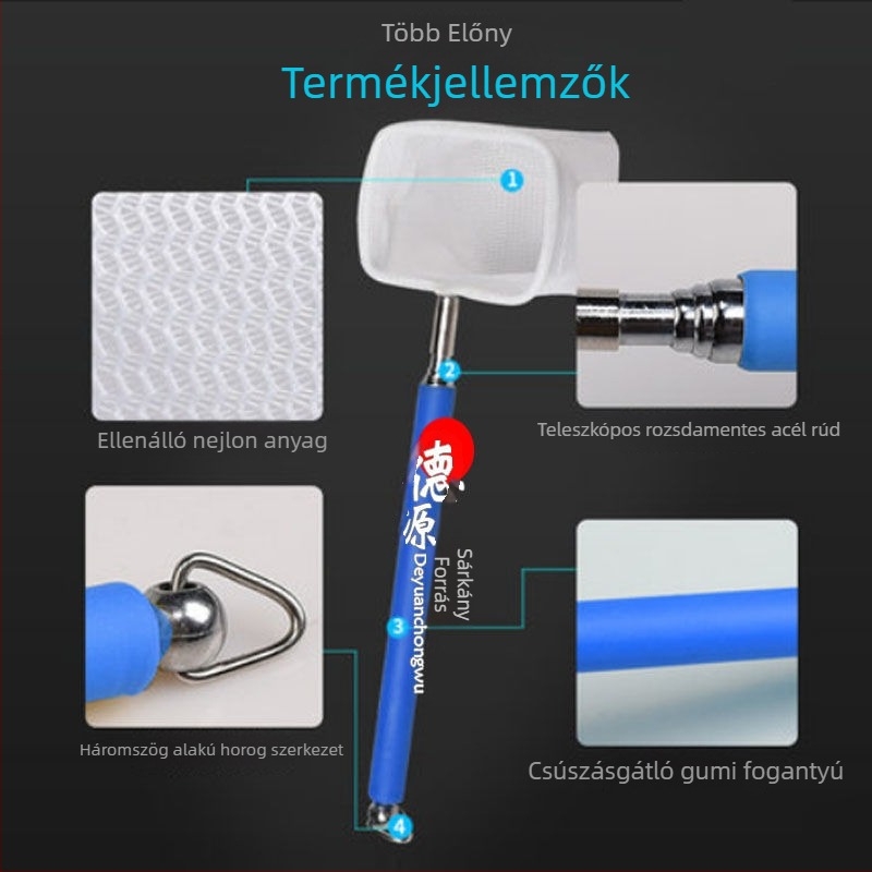 Garnélaráka horgász háló – összecsukható 3D kör alakú design akváriumhoz, rozsdamentes acél/nylon, 0,4 kg