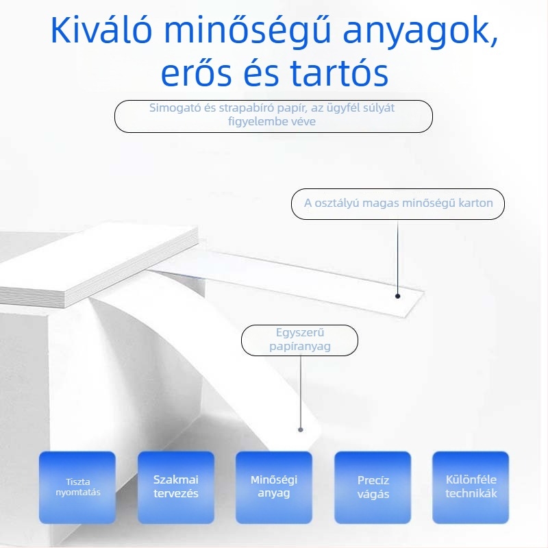 Újévi ajándék doboz kartonból, testreszabható; 230 GSM papír; nyomtatási eljárások: offset, szitanyomás, reliefnyomás, UV nyomtatás, arany/ezüst bélyegzés; logónyomtatás elérhető; belső és külső méretek testreszabhatók