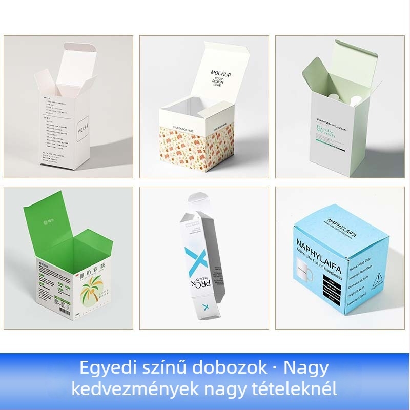 Újévi ajándék doboz kartonból, testreszabható; 230 GSM papír; nyomtatási eljárások: offset, szitanyomás, reliefnyomás, UV nyomtatás, arany/ezüst bélyegzés; logónyomtatás elérhető; belső és külső méretek testreszabhatók