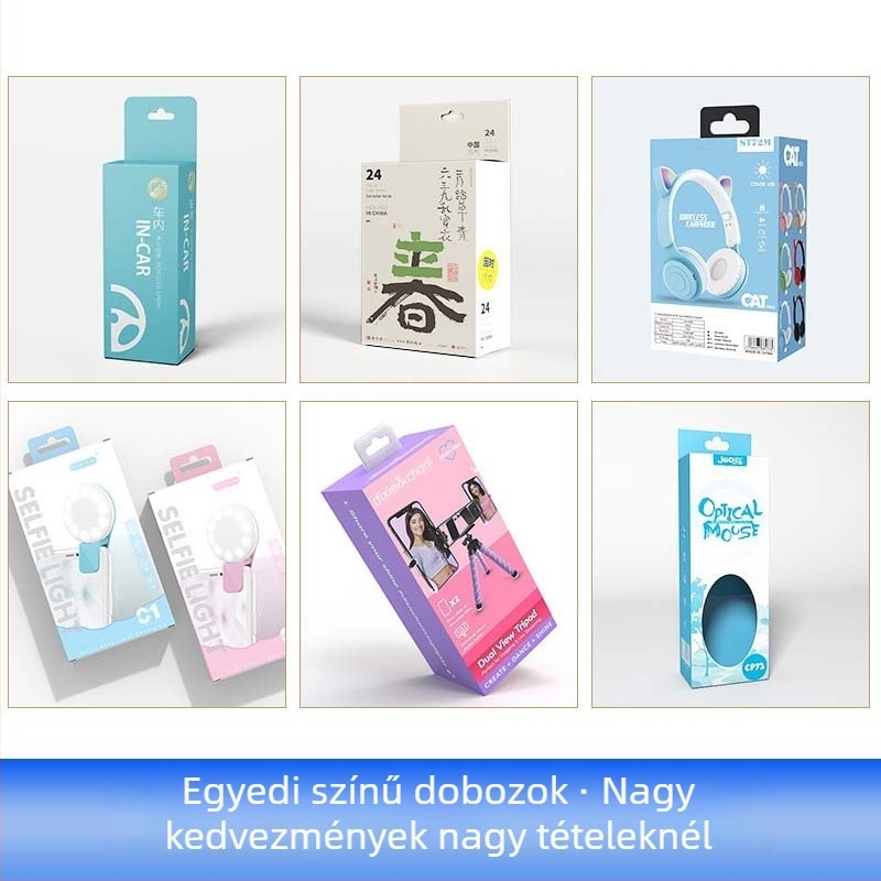 Újévi ajándék doboz kartonból, testreszabható; 230 GSM papír; nyomtatási eljárások: offset, szitanyomás, reliefnyomás, UV nyomtatás, arany/ezüst bélyegzés; logónyomtatás elérhető; belső és külső méretek testreszabhatók