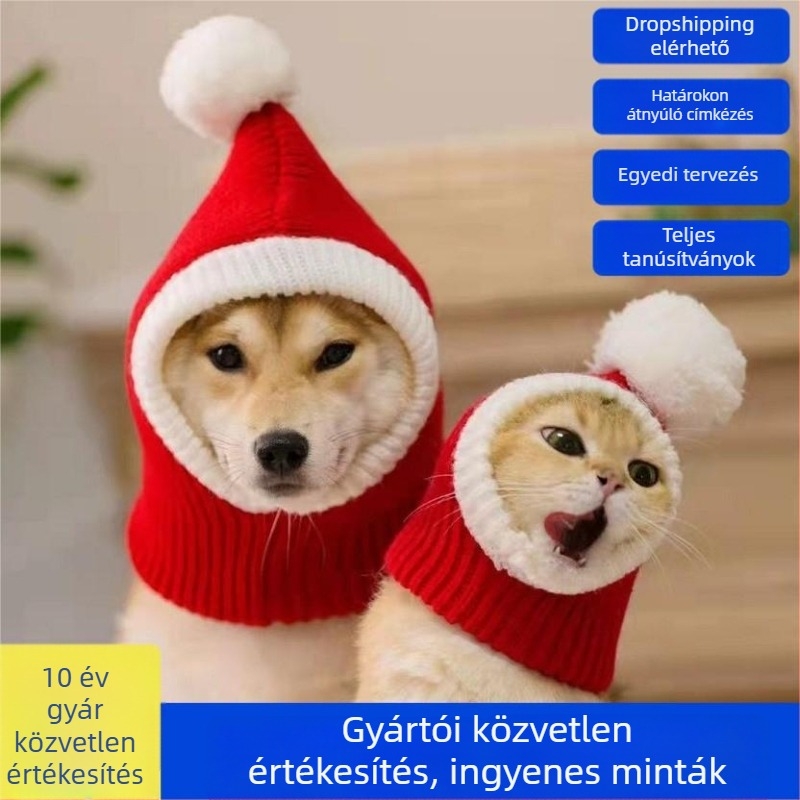 Háziállatok számára készült sapka kutyáknak és macskáknak — színazonos minta; gyapjú; sima szövés; tie-dye feldolgozás; ősz