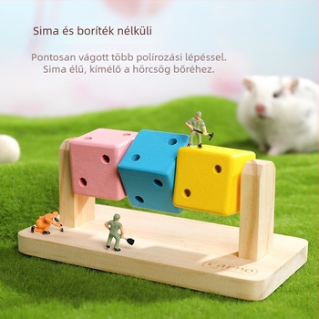 Hamster tartozékok: fa teether készlet menedékházzal, Carno márka, eredet Suqian, Jiangsu