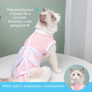 Macska posztoperatív mellény, sebészeti ruha, poliészter, Blues Cat márka, nőstény macskáknak