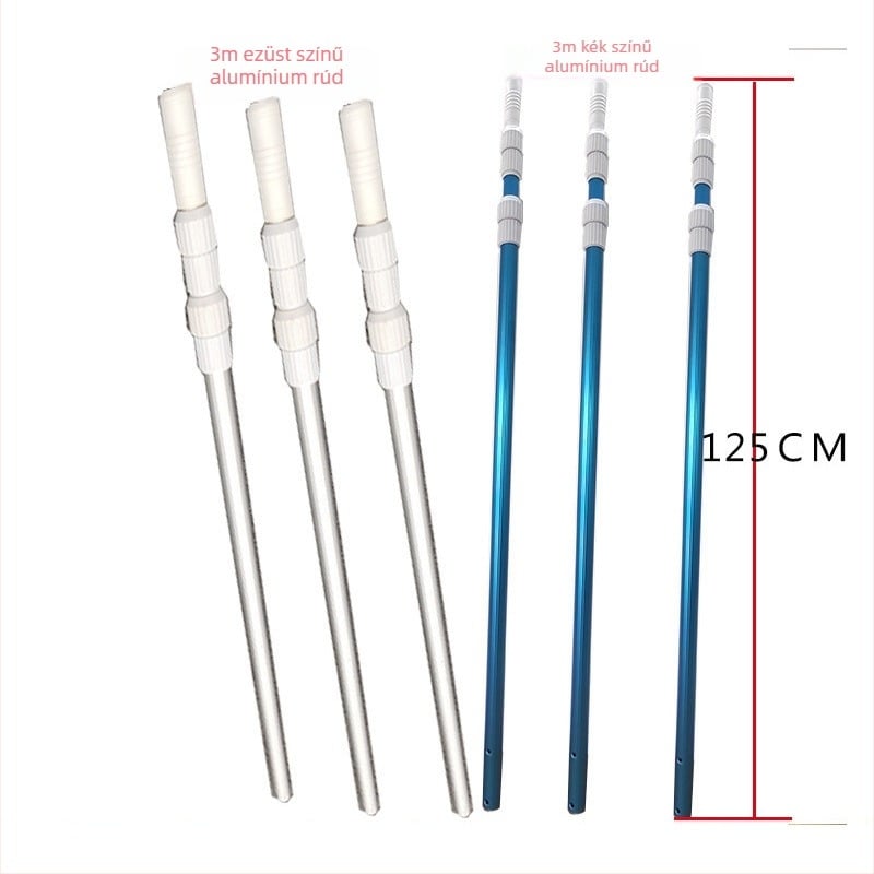 Teleszkópos alumínium medenceoszlop tisztításra és mentésre háló tartozékkal (Alumínium • Tisztítás és mentés • Háló kiegészítő)