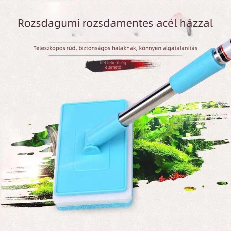 Hosszú nyelű akváriumi kefével belső falak tisztítására - Akváriumi felszerelés