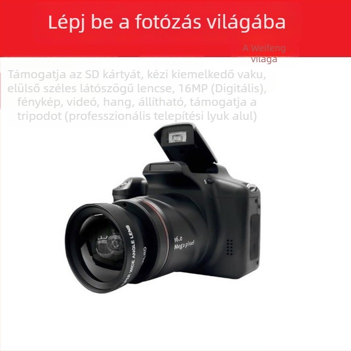 Gyerekeknek szánt mini teleobjektív digitális fényképezőgép, 1600 effektív pixellel, SD-kártya támogatás, beépített memória nélkül