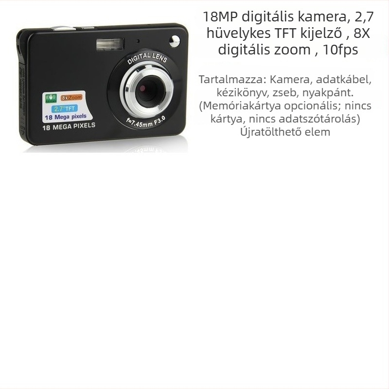 Gyerekeknek szánt mini teleobjektív digitális fényképezőgép, 1600 effektív pixellel, SD-kártya támogatás, beépített memória nélkül