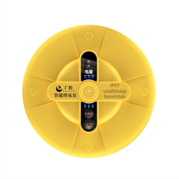 Akvarisztikus oxigénpumpa úszó kivitelben, vízálló, rendkívül csendes DC tápegység, tömeg 255 g, zaj 32 dB