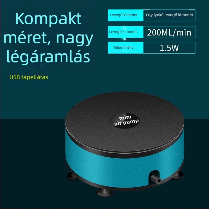 USB-üzemű akváriumi oxigénpumpa, DC5V alacsony feszültség, oxigénezés, hordozható, 100 g
