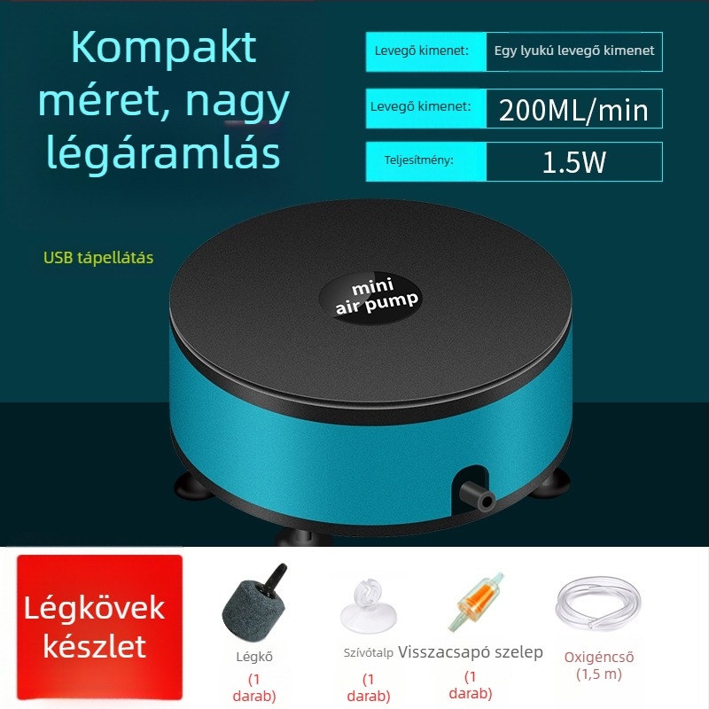 USB-üzemű akváriumi oxigénpumpa, DC5V alacsony feszültség, oxigénezés, hordozható, 100 g